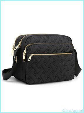 Nylon Crossbody Bag Hand Stitched Quilted Purse Travel Shoulder Bag